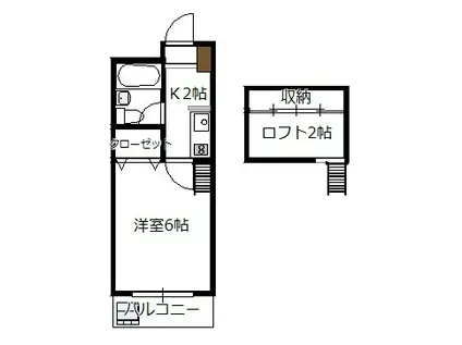 アクバー五日市(1K/2階)の間取り写真