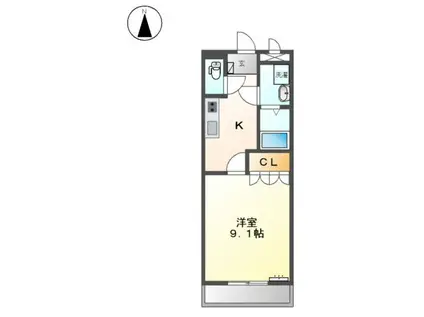 ビアンヒルズ(1K/1階)の間取り写真