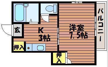 サンライズ吉備津C棟(1K/1階)の間取り写真