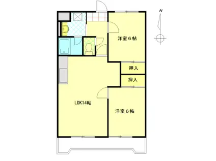 パ-クハイツ(2LDK/2階)の間取り写真