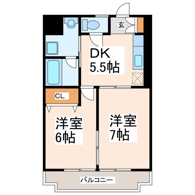 エコライフマンションつぼみ壱番館(2DK/7階)の間取り写真