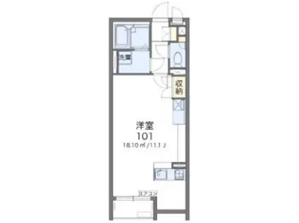 レオネクストオット(ワンルーム/1階)の間取り写真