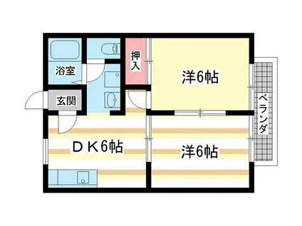 サンガーデン桐木B(2DK/2階)の間取り写真