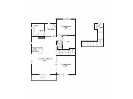 ラフィーネ三室参番館A(2LDK/2階)の間取り写真