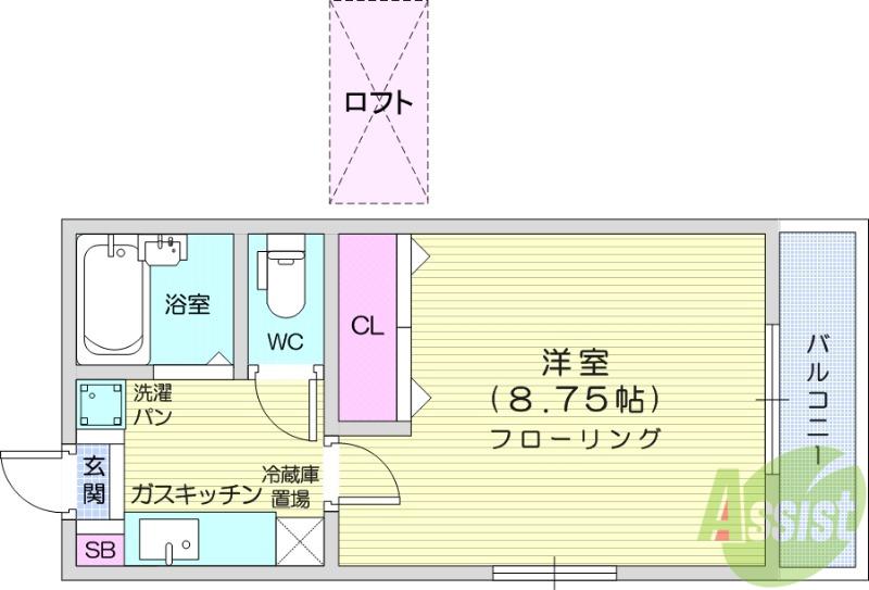 カーサ梅田(1K/1階)の間取り写真