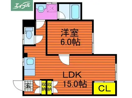 アルフィー当新田(1LDK/2階)の間取り写真