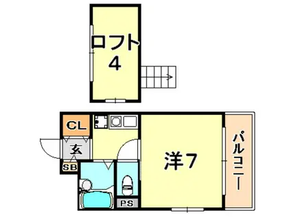 フラワービル(1K/4階)の間取り写真