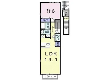パークサウス 東森岡(1LDK/2階)の間取り写真