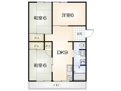 名田橋ハイツ(3DK/2階)の間取り写真