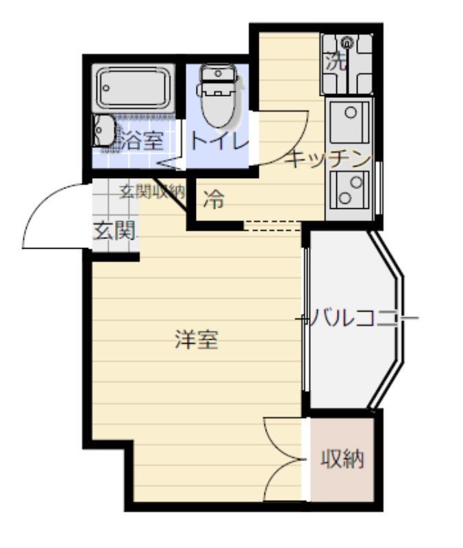 ジュネス城北新町II(ワンルーム/1階)の間取り写真