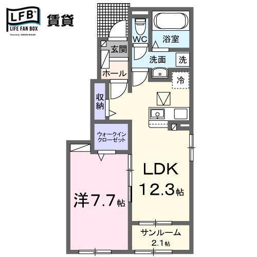 ヴェルデ・ヴェントIII(1LDK/1階)の間取り写真