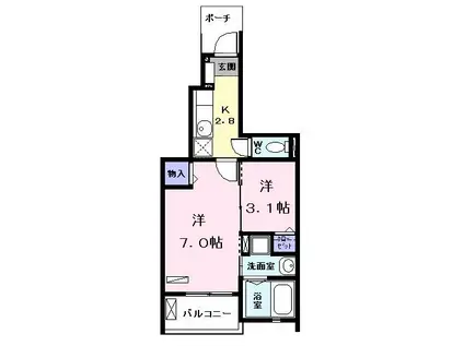 AZガーデン・スクエア II(1K/1階)の間取り写真