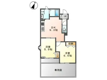 アイディール(2DK/1階)の間取り写真