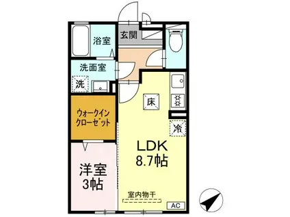 メゾンミュー B棟(1LDK/1階)の間取り写真