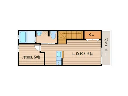 ライズ・フィルB(1LDK/2階)の間取り写真