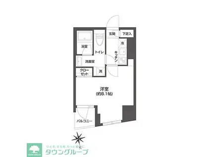 GRAN PASEO 市谷甲良町(1K/12階)の間取り写真