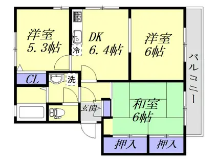 ドミール東青崎I(3DK/2階)の間取り写真
