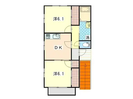 BLUME・A(2DK/2階)の間取り写真