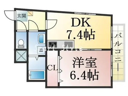 イルマーレ須磨(1DK/3階)の間取り写真
