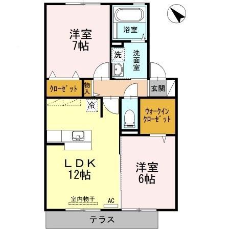 グランモア羽ノ浦(2LDK/2階)の間取り写真