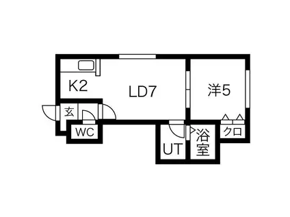 サンテラス・クィーン(1LDK/2階)の間取り写真