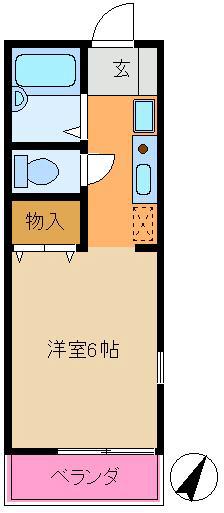 アメニティ河辺(ワンルーム/1階)の間取り写真