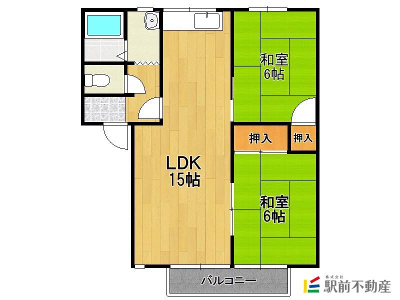 ルミエールB(2LDK/2階)の間取り写真
