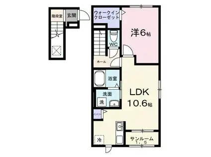 リーベ佐久CURRENT I(1LDK/2階)の間取り写真