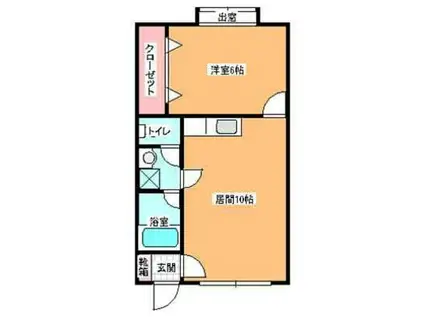 ラ・メゾン・フローラルI(1LDK/2階)の間取り写真