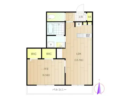 コモンテラス・サウス(1LDK/3階)の間取り写真