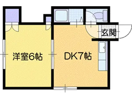 サニープレイス(1DK/3階)の間取り写真