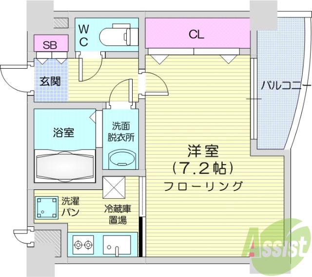 ラピス雨宮(1K/7階)の間取り写真