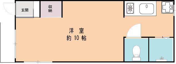ゴールドリーフ山本(1K/1階)の間取り写真