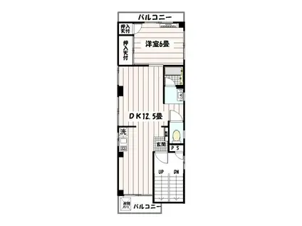 河合ビル(1DK/4階)の間取り写真