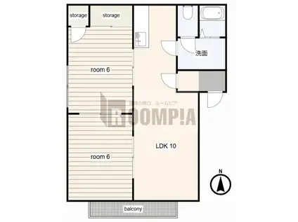 グランデール明見A棟(2LDK/2階)の間取り写真