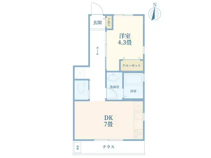 ル・パルミエ2(1DK/1階)の間取り写真