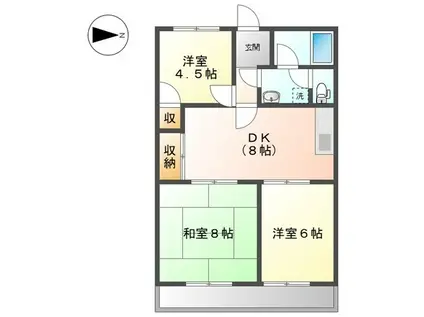 スカイメゾン大高B棟(3DK/1階)の間取り写真