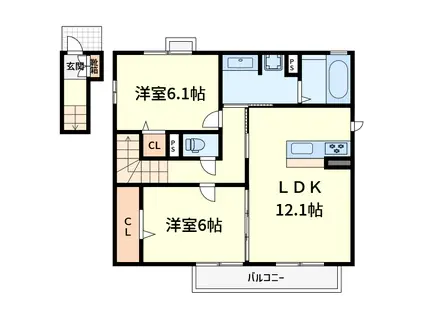 セジュール宮田A棟(2LDK/2階)の間取り写真