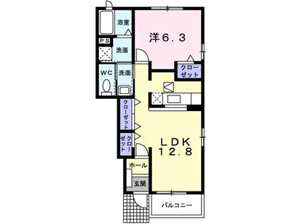 グラーストウ(1LDK/1階)の間取り写真