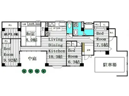 ネバタウンヒルズ(4SLDK/1階)の間取り写真