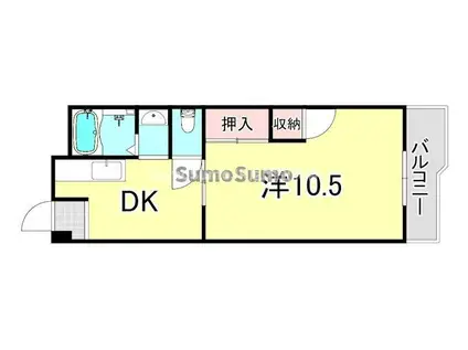 松俊ハイツ(1DK/2階)の間取り写真