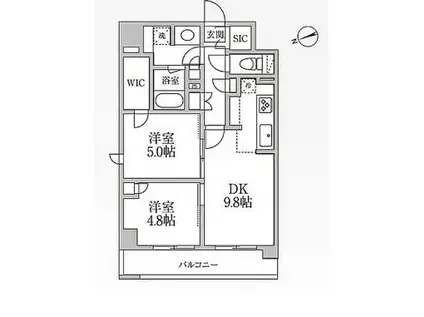 レジディア新御徒町II(2LDK/11階)の間取り写真