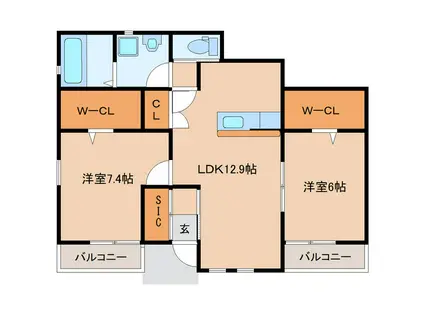 新田3丁目アパート(2LDK/1階)の間取り写真