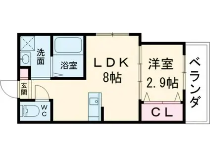 リアコート枚方御殿山サウス(1LDK/3階)の間取り写真