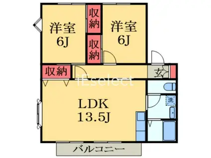 ユーロアベニュー四街道C(2LDK/2階)の間取り写真