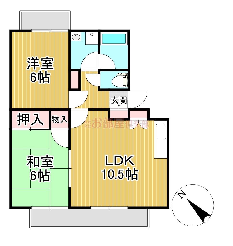 グランディール(2LDK/2階)の間取り写真