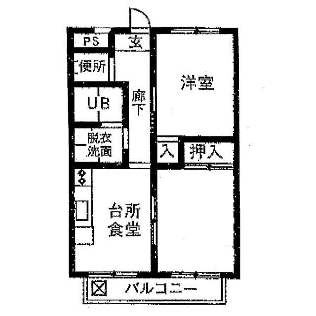 ヒルハイツ中田(2DK/1階)の間取り写真