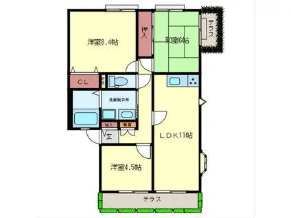 サンヴィレッジ21(3LDK/1階)の間取り写真