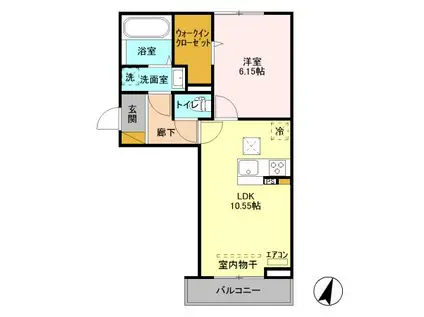 セレブレイト成田(1LDK/1階)の間取り写真