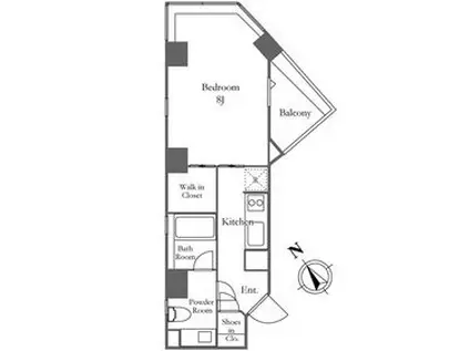 KDXレジデンス麻布仙台坂(1K/3階)の間取り写真